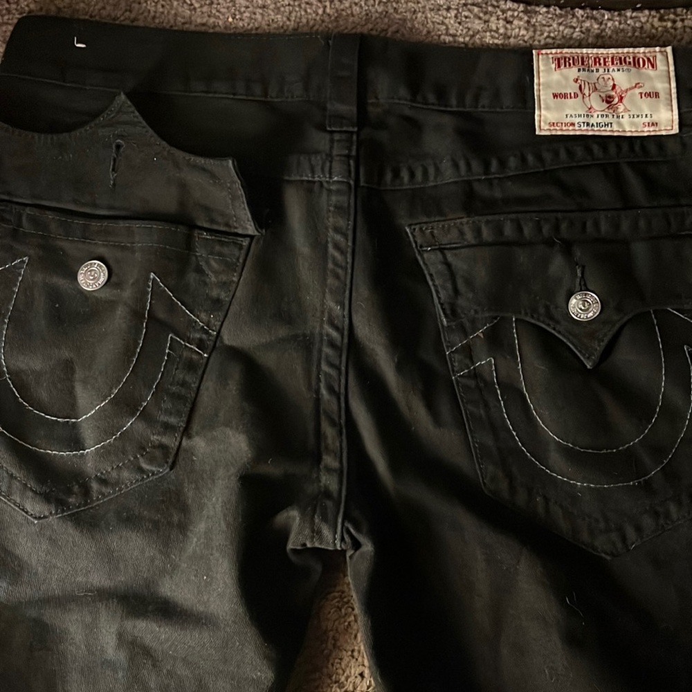 true religion black cut off shorts
